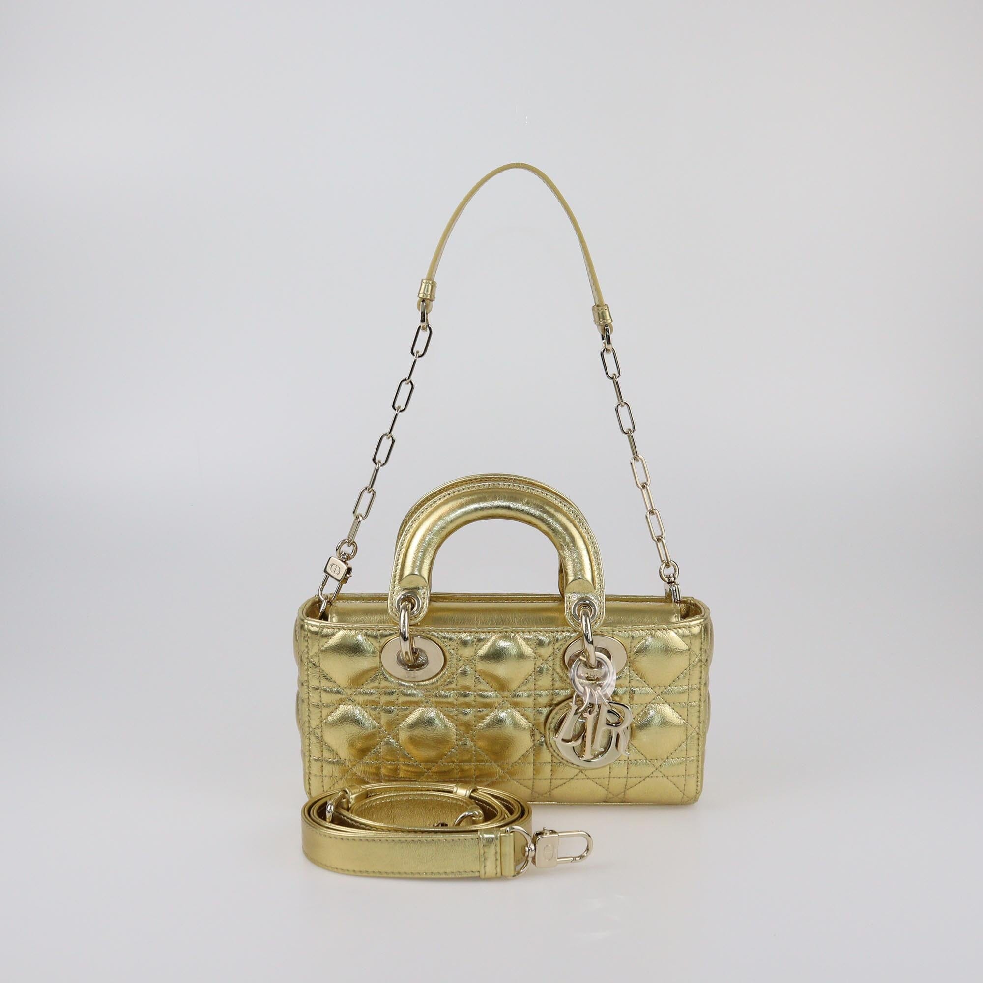 Christian Dior Gold Cannage Small Lady D-Joy Tote Womens Christian Dior 
