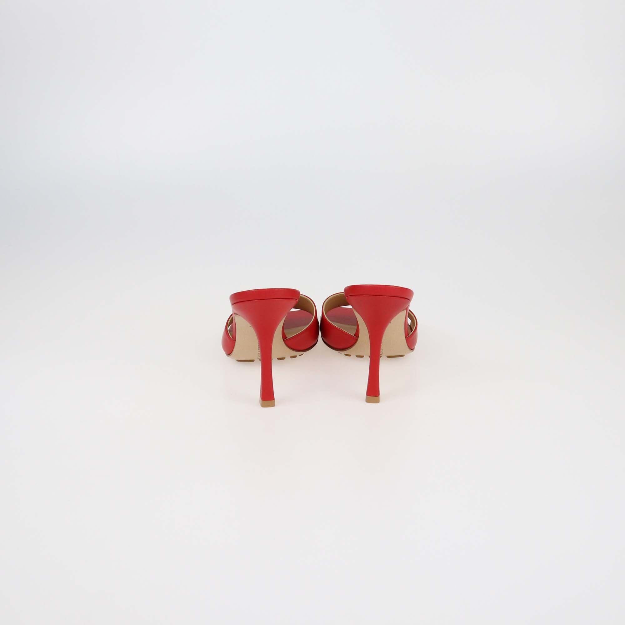 Bottega Veneta Red Leather Mule Sandals Womens Bottega Veneta 