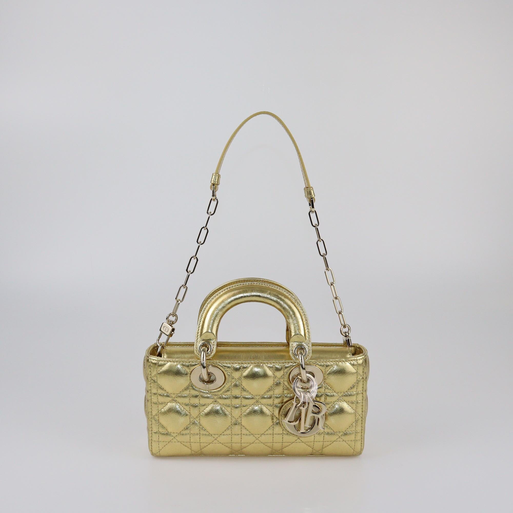 Christian Dior Gold Cannage Small Lady D-Joy Tote Womens Christian Dior 