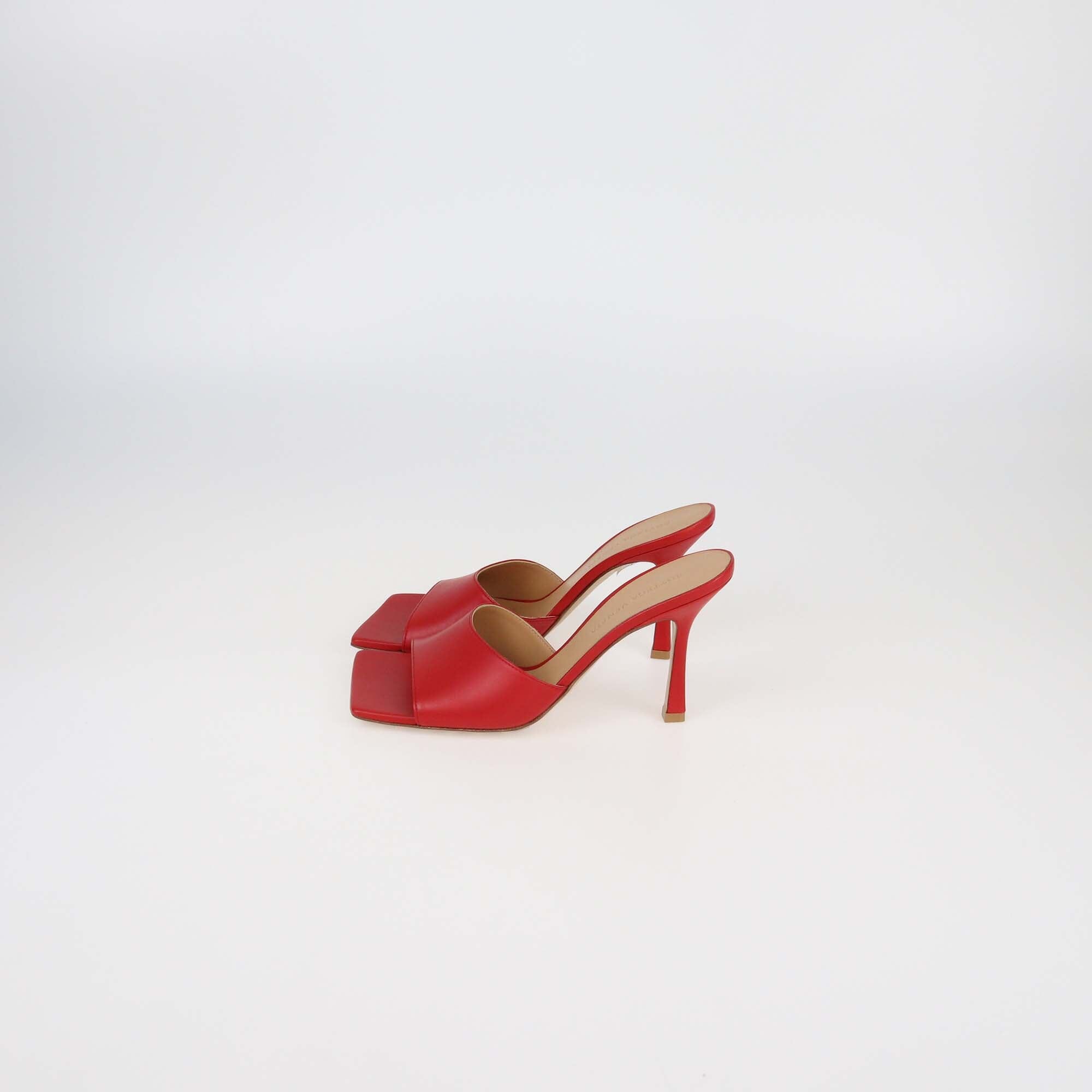 Bottega Veneta Red Leather Mule Sandals Womens Bottega Veneta 