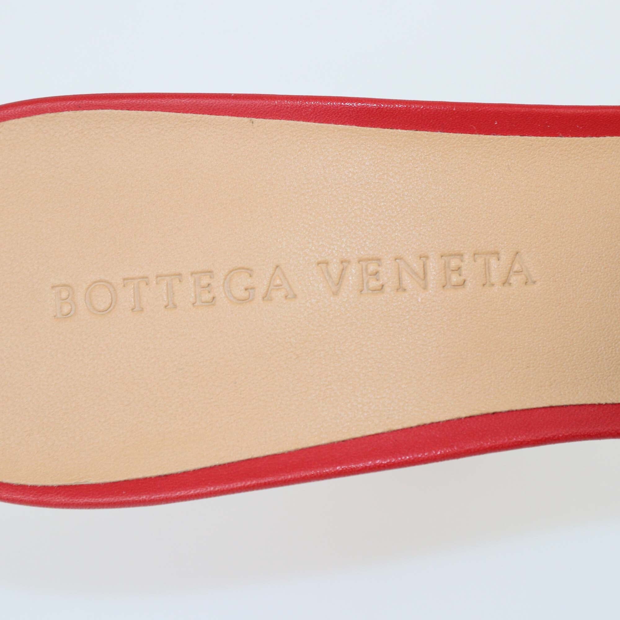 Bottega Veneta Red Leather Mule Sandals Womens Bottega Veneta 