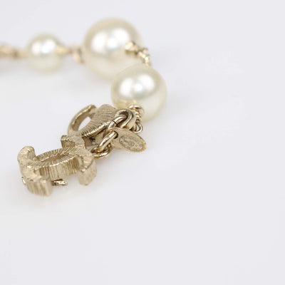 Chanel Gold Tone Faux Pearl CC Bracelet