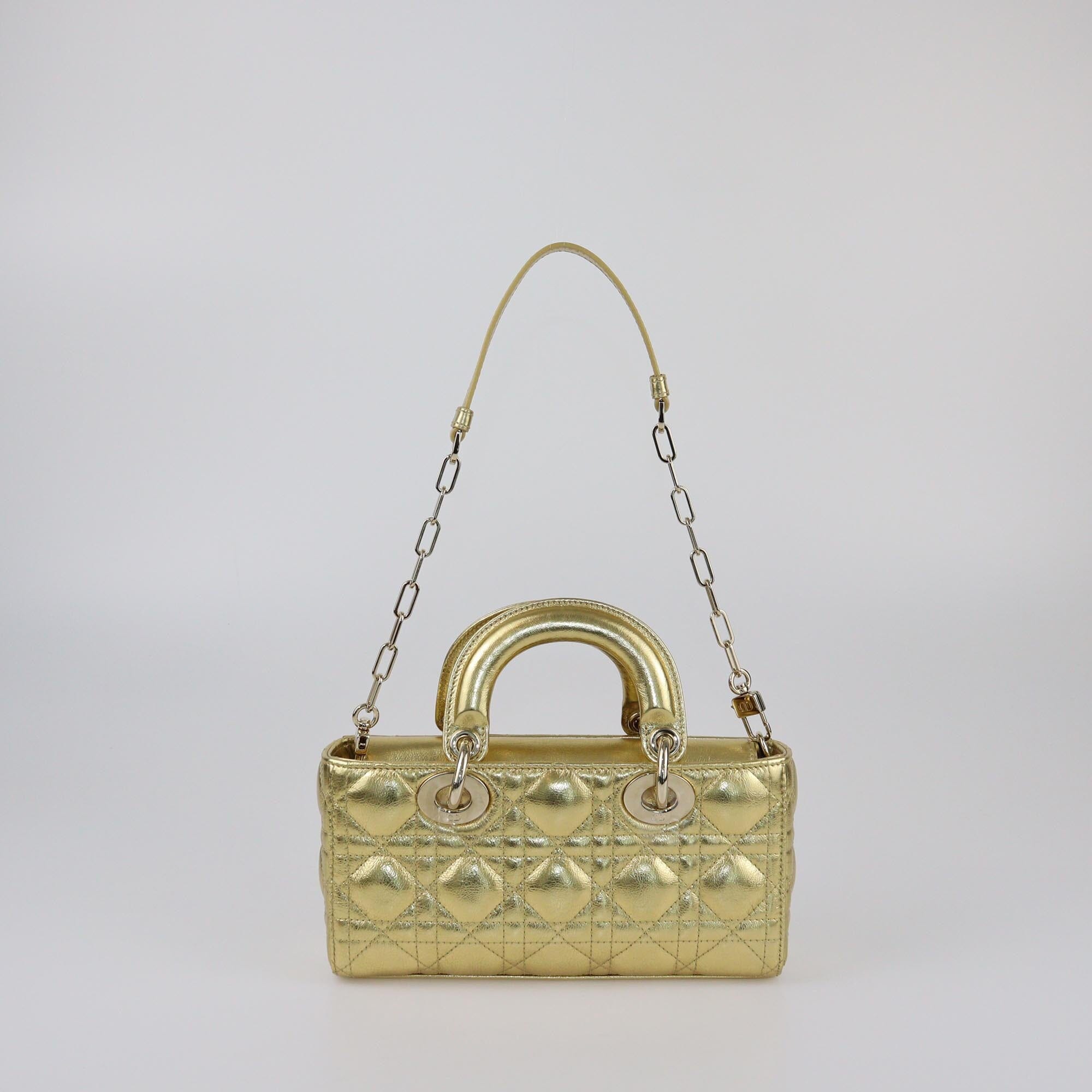 Christian Dior Gold Cannage Small Lady D-Joy Tote Womens Christian Dior 