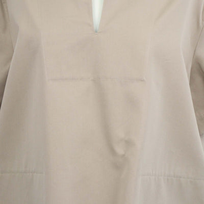 Tod's Beige Cotton Silk Short Sleeve Shirt Dress