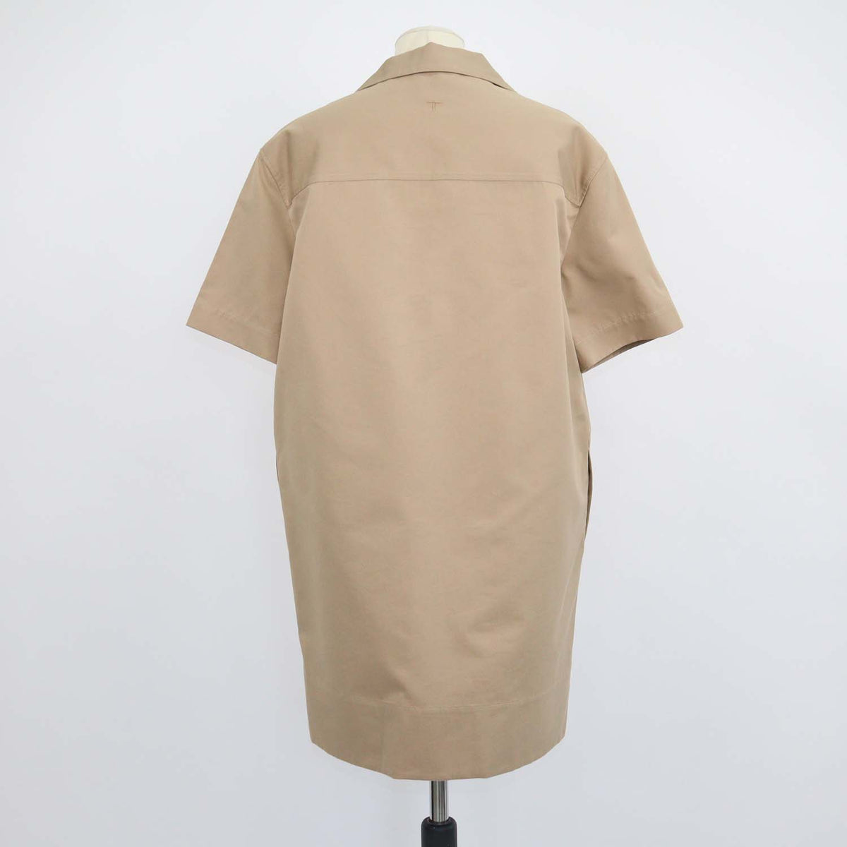 Tod's Beige Cotton Silk Short Sleeve Shirt Dress