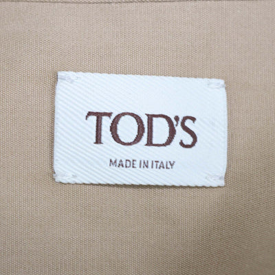 Tod's Beige Cotton Silk Short Sleeve Shirt Dress