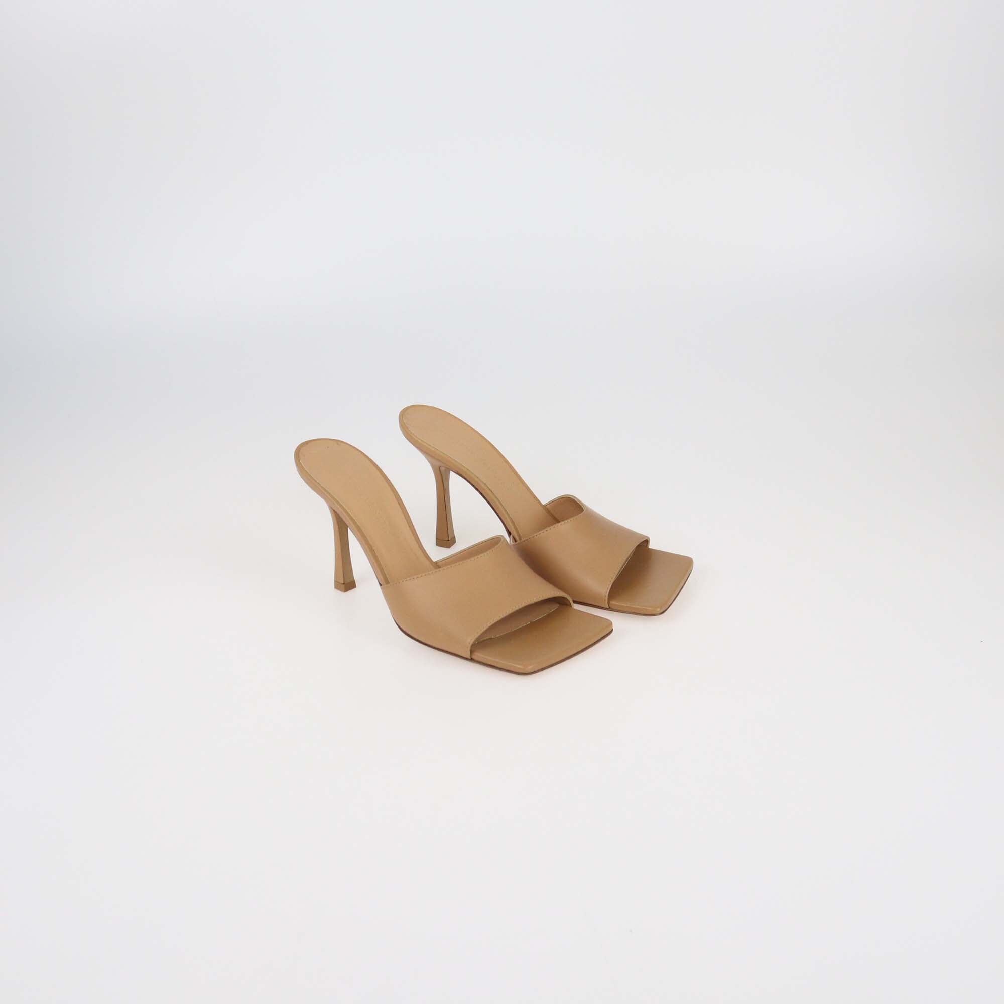 Bottega Veneta Brown Leather Mule Sandals Womens Bottega Veneta 