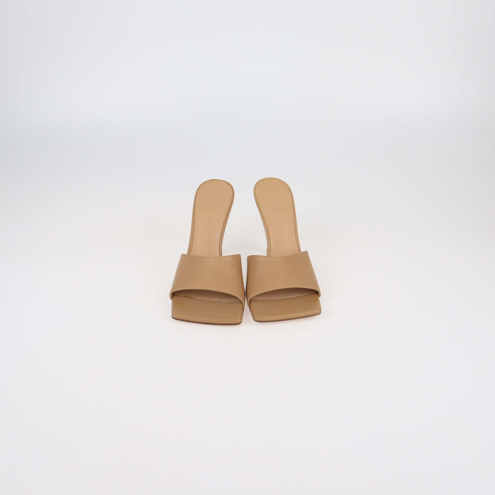 Bottega Veneta Brown Leather Mule Sandals Womens Bottega Veneta 