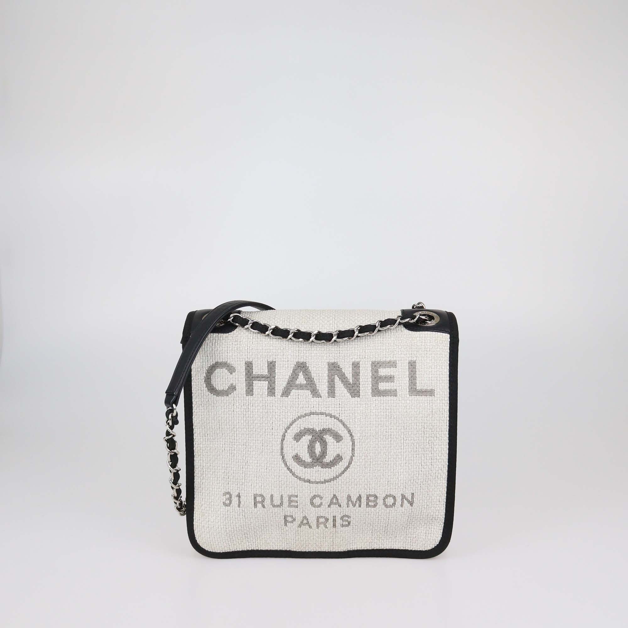 Chanel Grey Raffia Small Deauville Messenger Bag