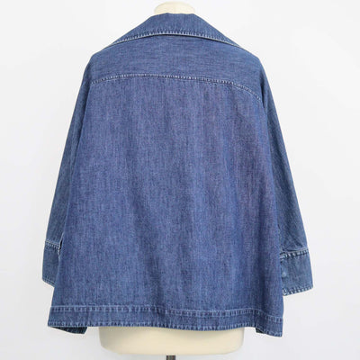 Valentino Blue Denim V-Neck Three-Quarter Sleeve Top