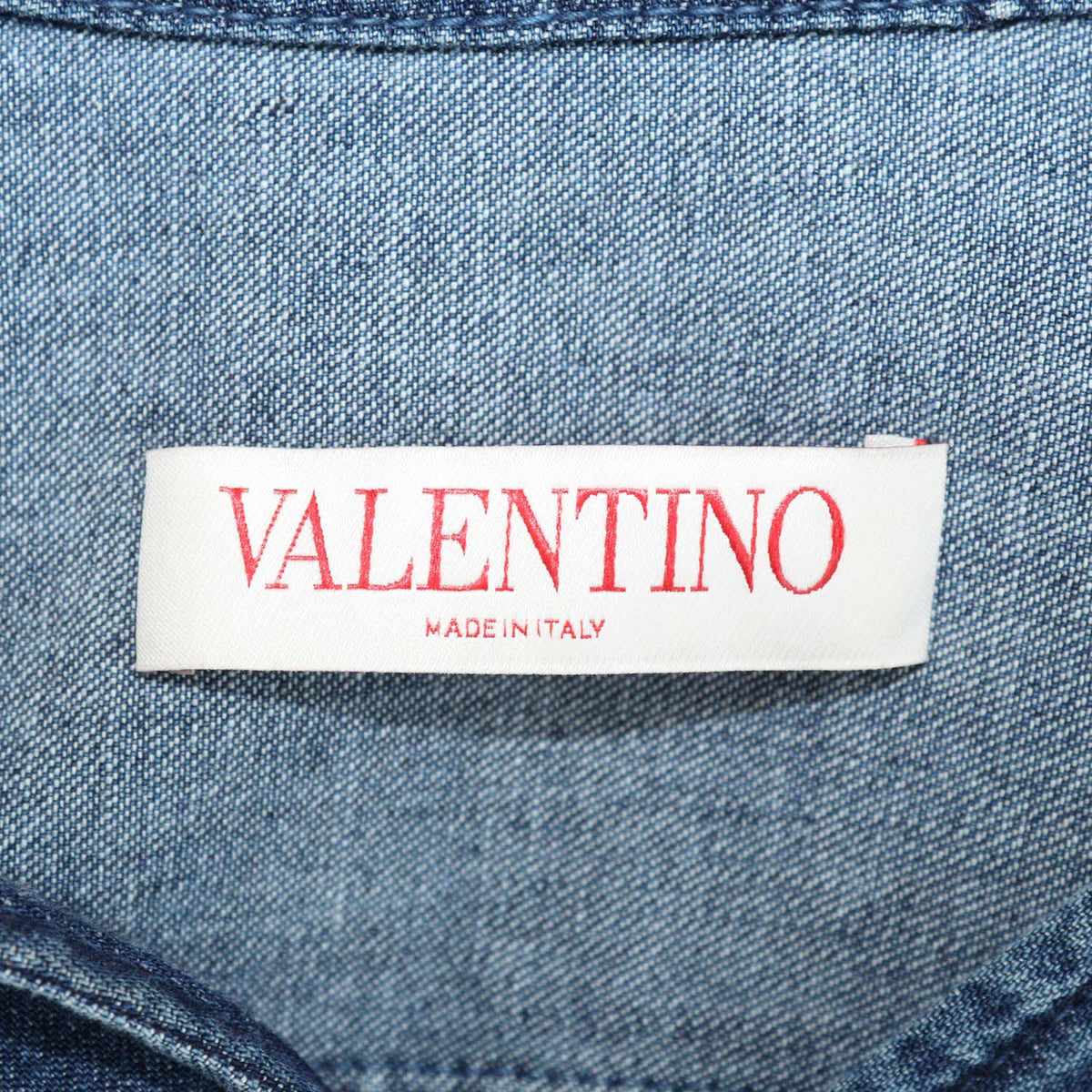 Valentino Blue Denim V-Neck Three-Quarter Sleeve Top