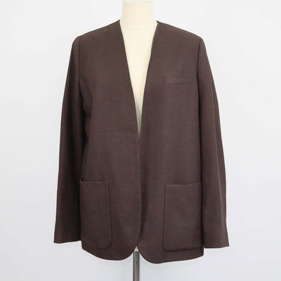 Loro Piana Dark Brown Linen Open Front Crepe Hanna Jacket