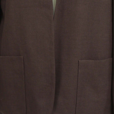 Loro Piana Dark Brown Linen Open Front Crepe Hanna Jacket