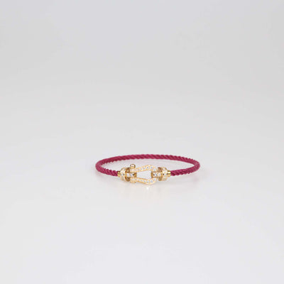 Fred 18K Rose Gold Diamond Cord Force 10 Medium Model Bracelet Size 15
