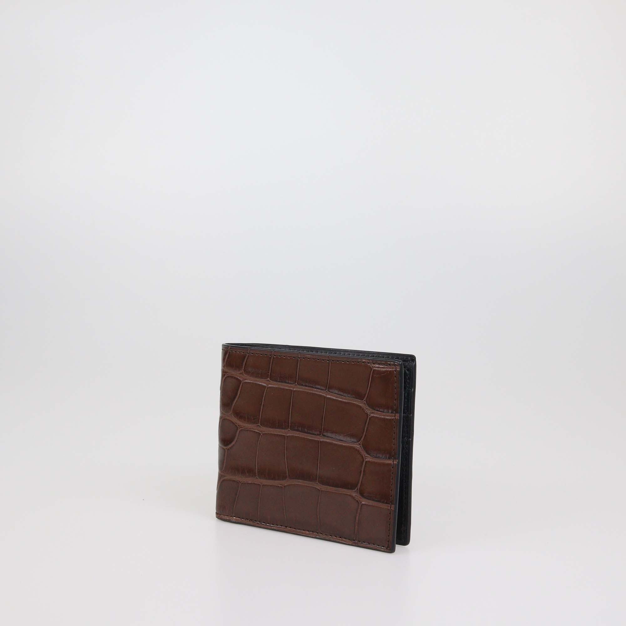 Brioni Brown Alligator Leather Bifold Wallet