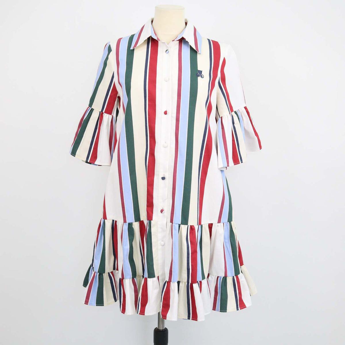 La Double J Multicolor Blend Cotton Stripes Jacquard Choux Dress