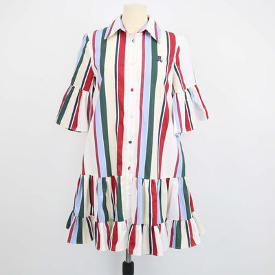 La Double J Multicolor Blend Cotton Stripes Jacquard Choux Dress