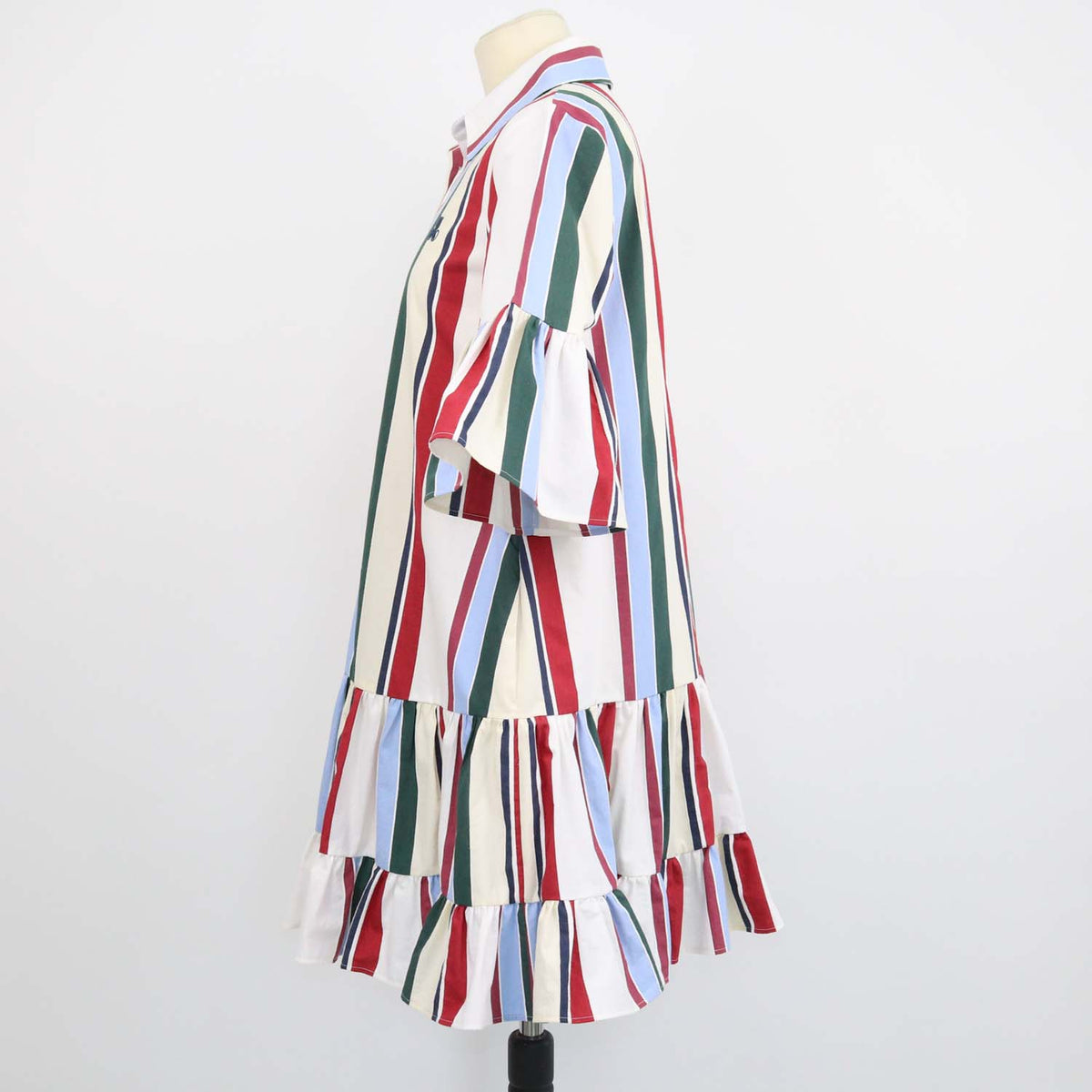 La Double J Multicolor Blend Cotton Stripes Jacquard Choux Dress