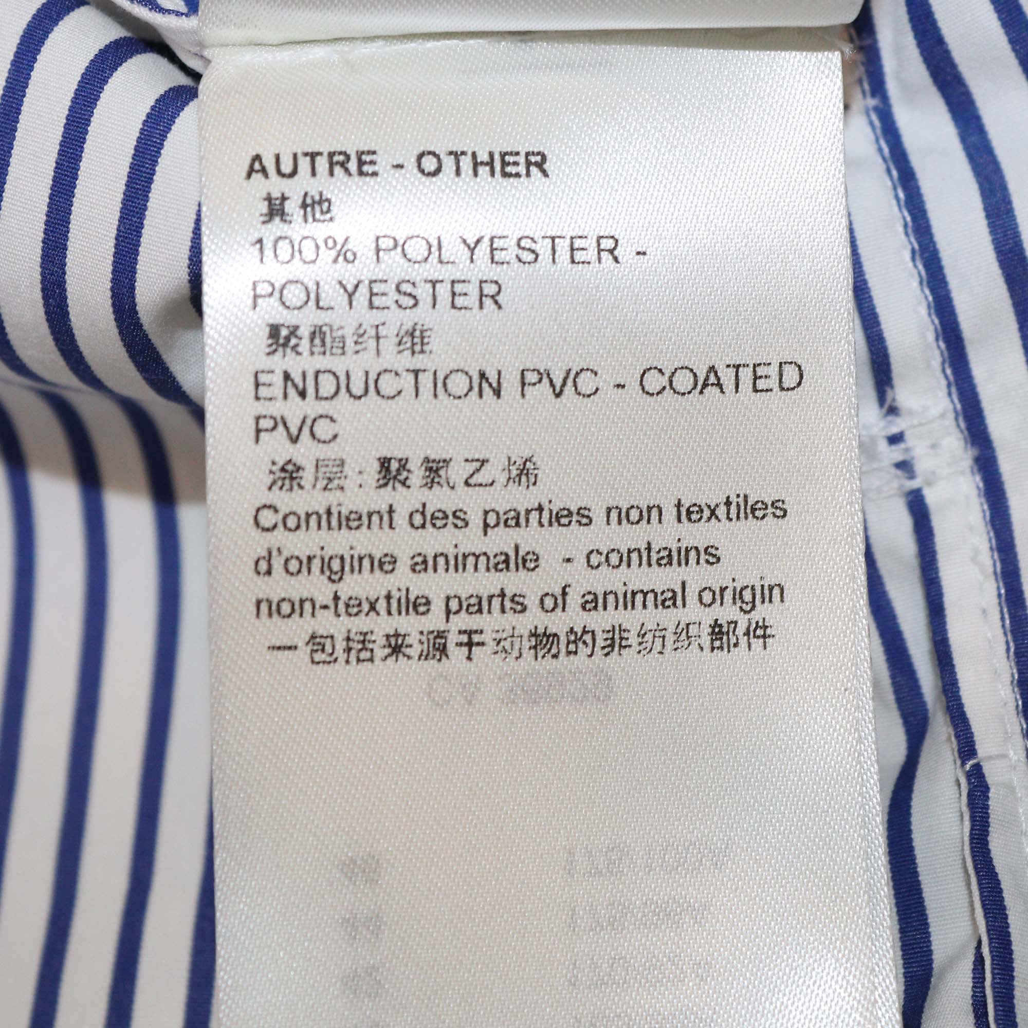 Louis Vuitton White/Blue Striped Monogram Eyelet Collar Long Sleeve Blouse