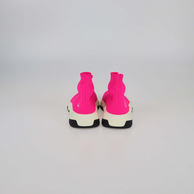 Balenciaga Neon Pink Knit Fabric Speed Trainer BB Sneakers Womens Balenciaga 