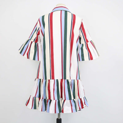 La Double J Multicolor Blend Cotton Stripes Jacquard Choux Dress