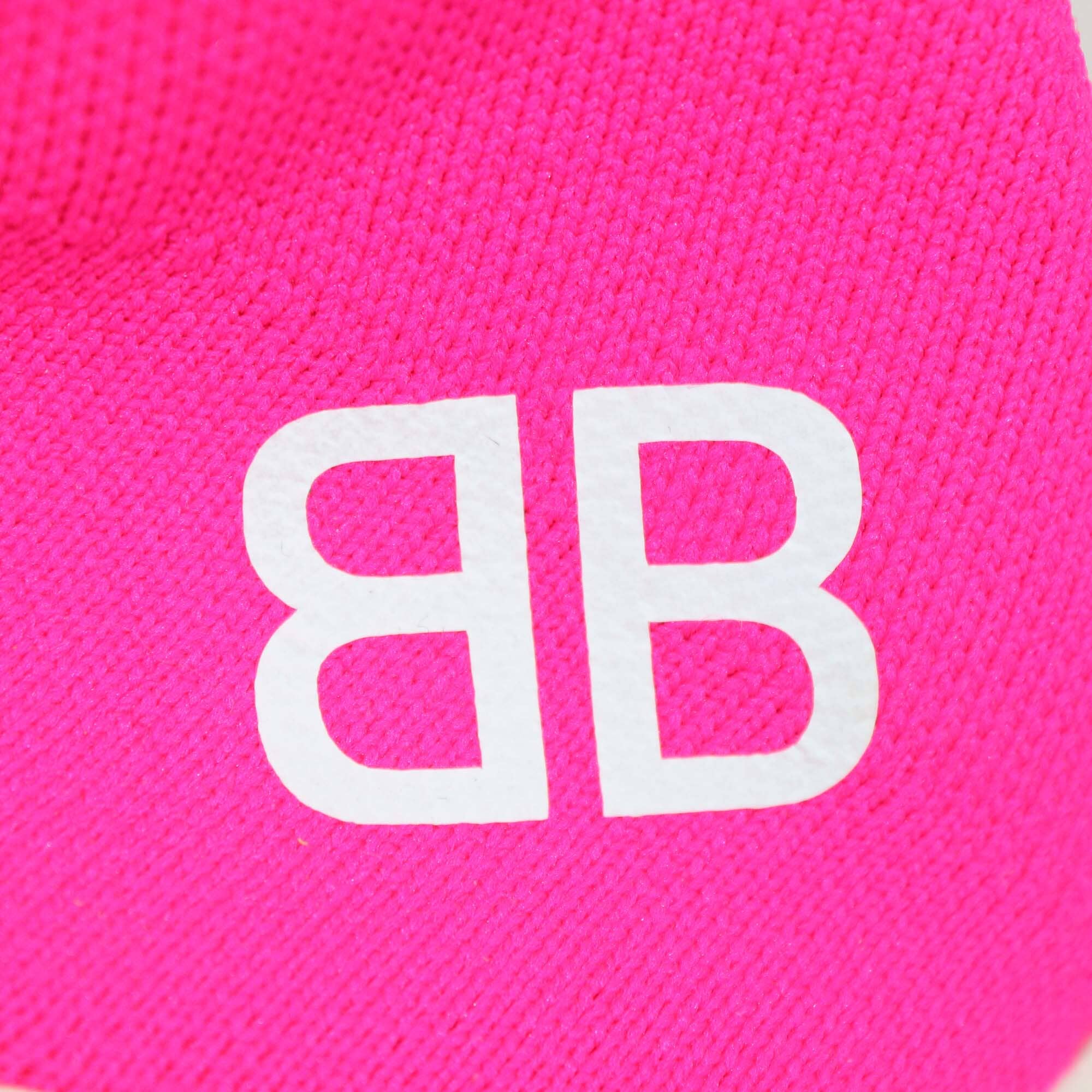 Balenciaga Neon Pink Knit Fabric Speed Trainer BB Sneakers Womens Balenciaga 