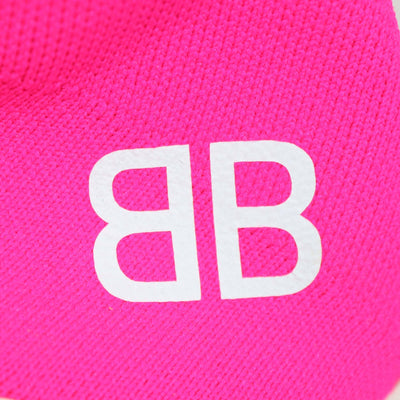 Balenciaga Neon Pink Knit Fabric Speed Trainer BB Sneakers Womens Balenciaga 