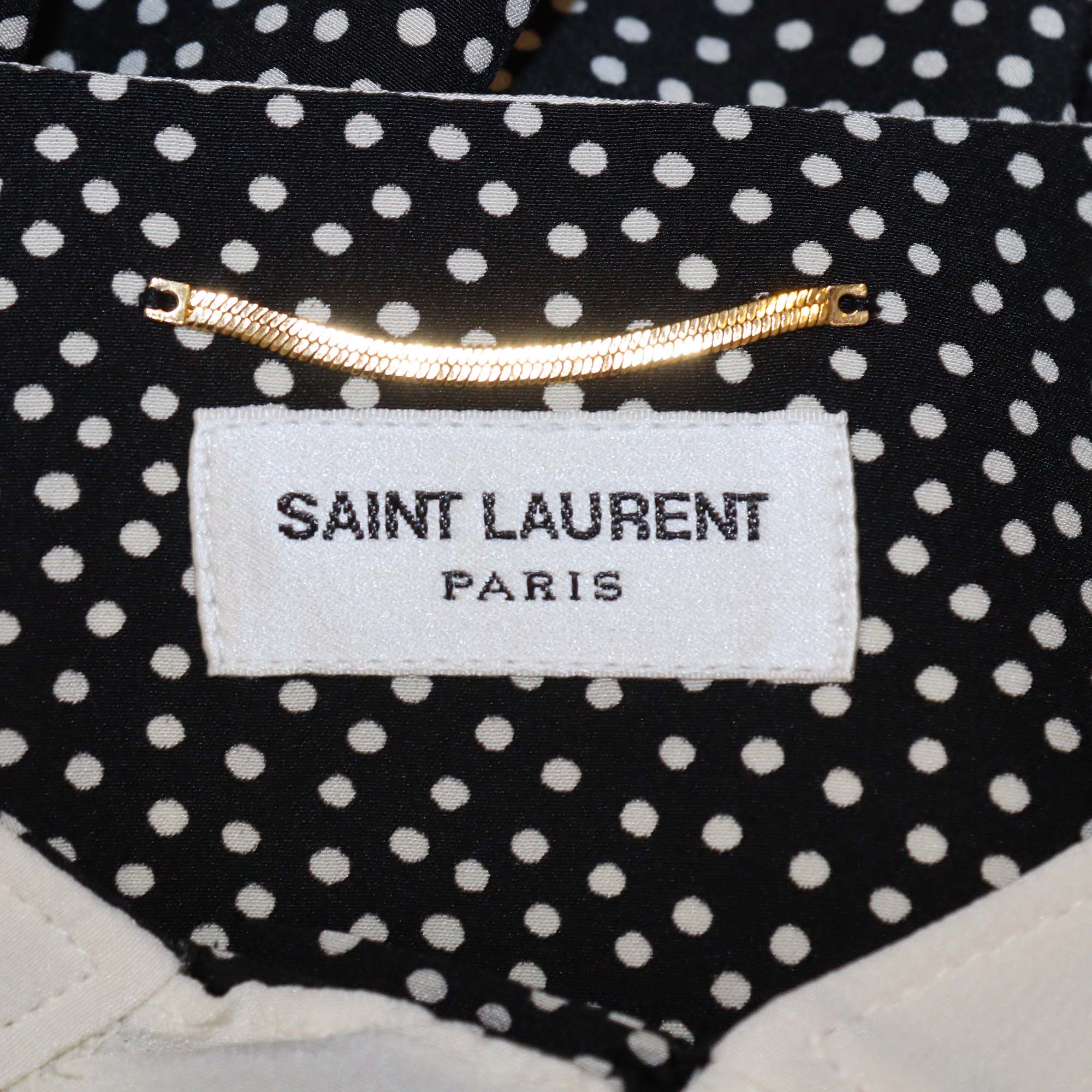 Saint Laurent Black Polka Dot Peter Pan Collar Velvet Bow Blouse