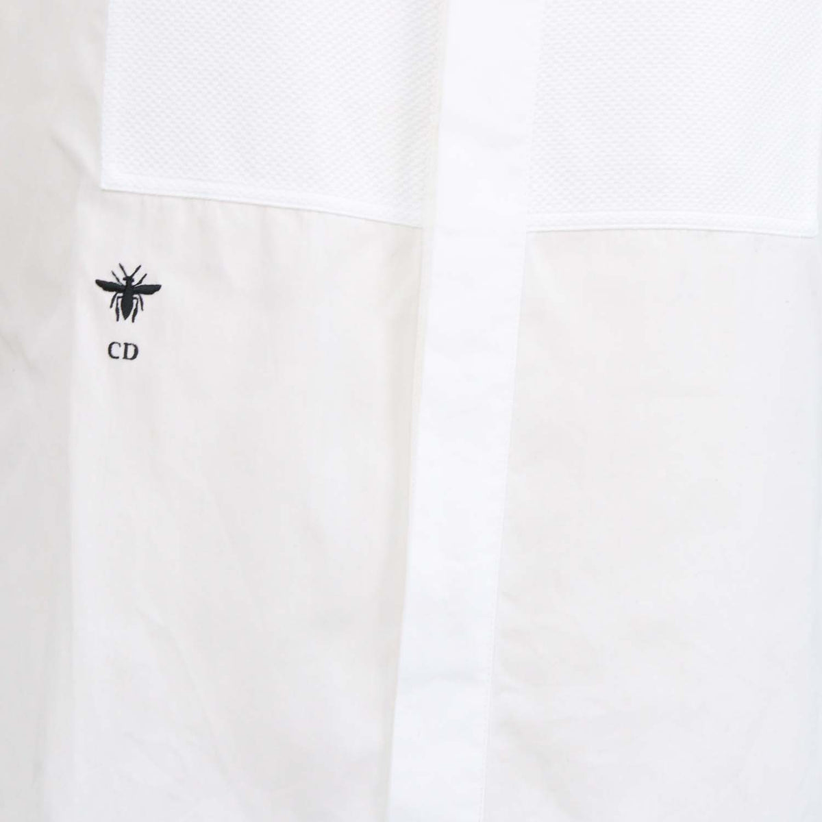 Christian Dior White Cotton Bee Embroidered Button Up Sleeveless Top