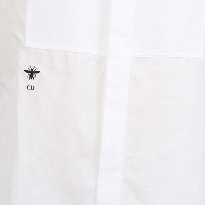 Christian Dior White Cotton Bee Embroidered Button Up Sleeveless Top