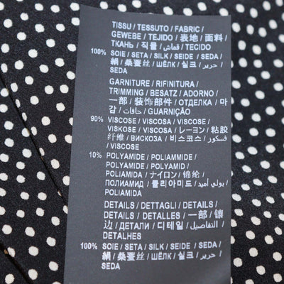 Saint Laurent Black Polka Dot Peter Pan Collar Velvet Bow Blouse
