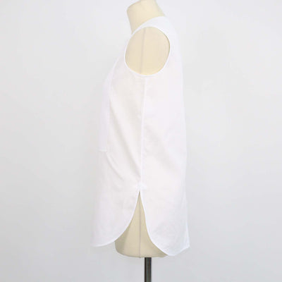 Christian Dior White Cotton Bee Embroidered Button Up Sleeveless Top