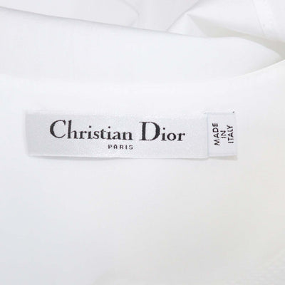 Christian Dior White Cotton Bee Embroidered Button Up Sleeveless Top