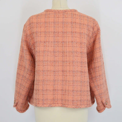 Chanel Peach Tweed CC Button Detailed Jacket