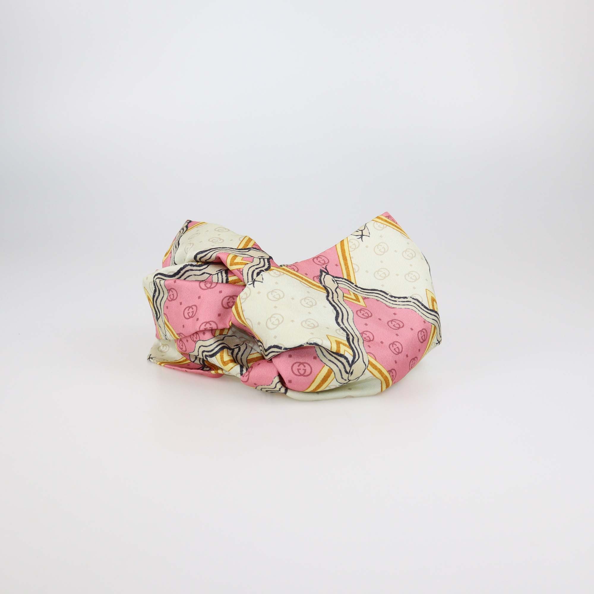 Gucci Multicolor Silk Snake Print Headband