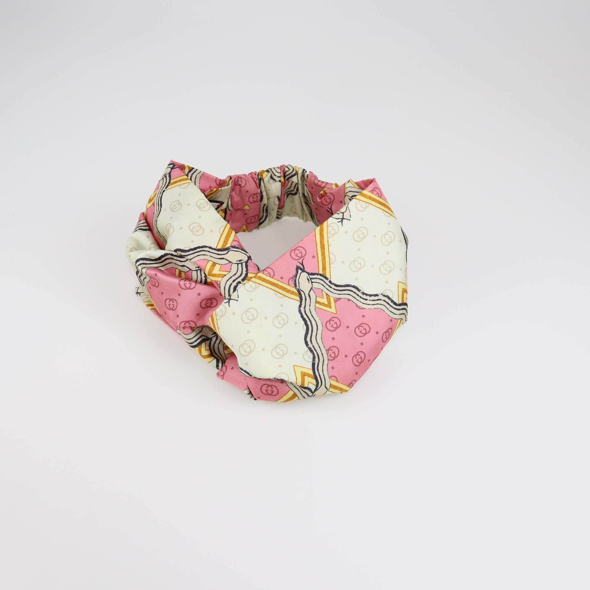 Gucci Multicolor Silk Snake Print Headband