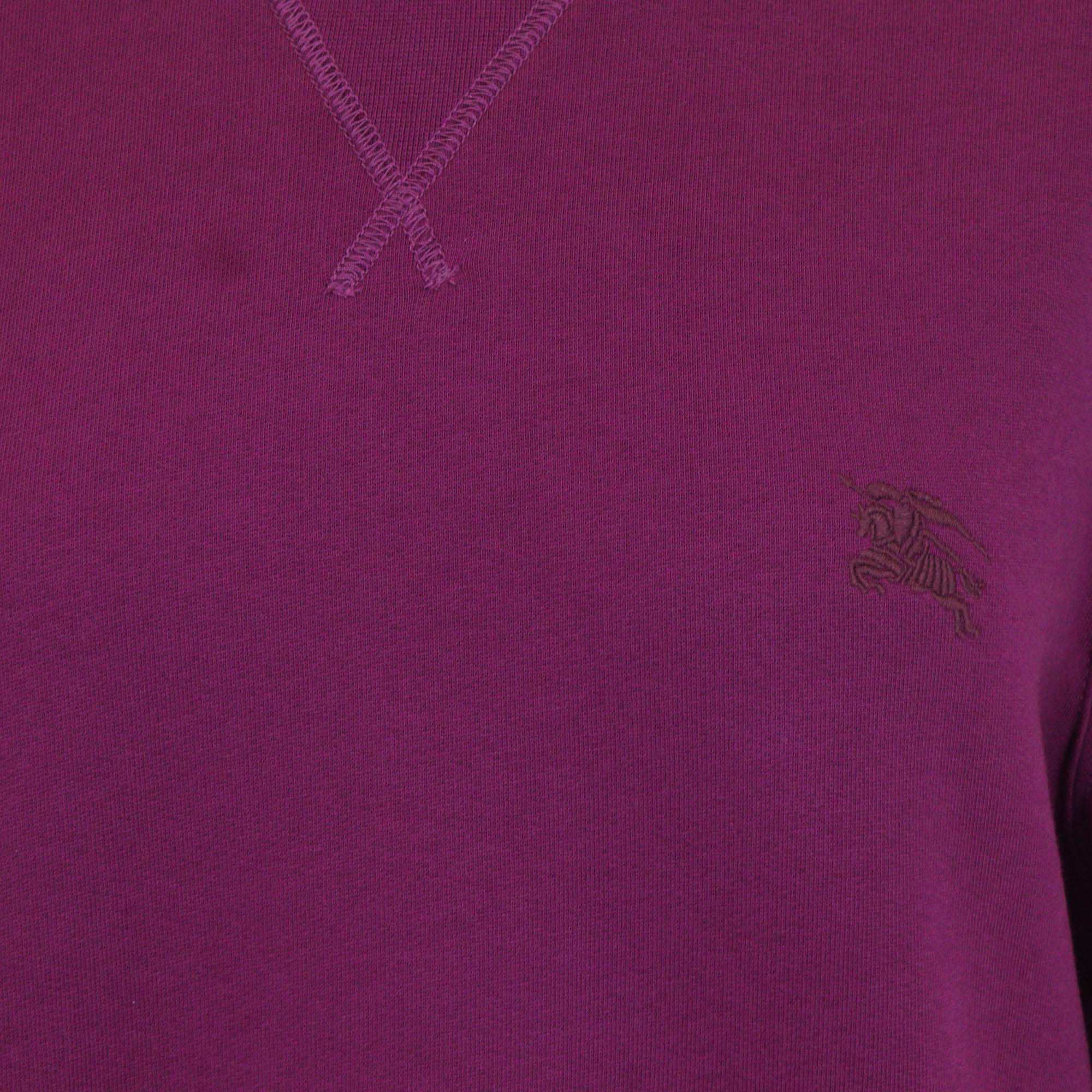 Burberry Brit Purple Cotton Embroidered Logo Long Sleeve Sweatshirt