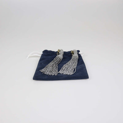 Oscar De La Renta Beaded Classic Short tassel Drop Clip-On Earrings
