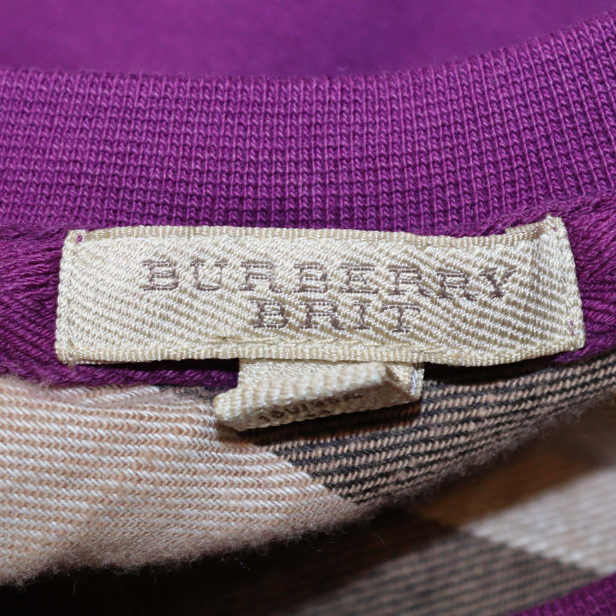 Burberry Brit Purple Cotton Embroidered Logo Long Sleeve Sweatshirt