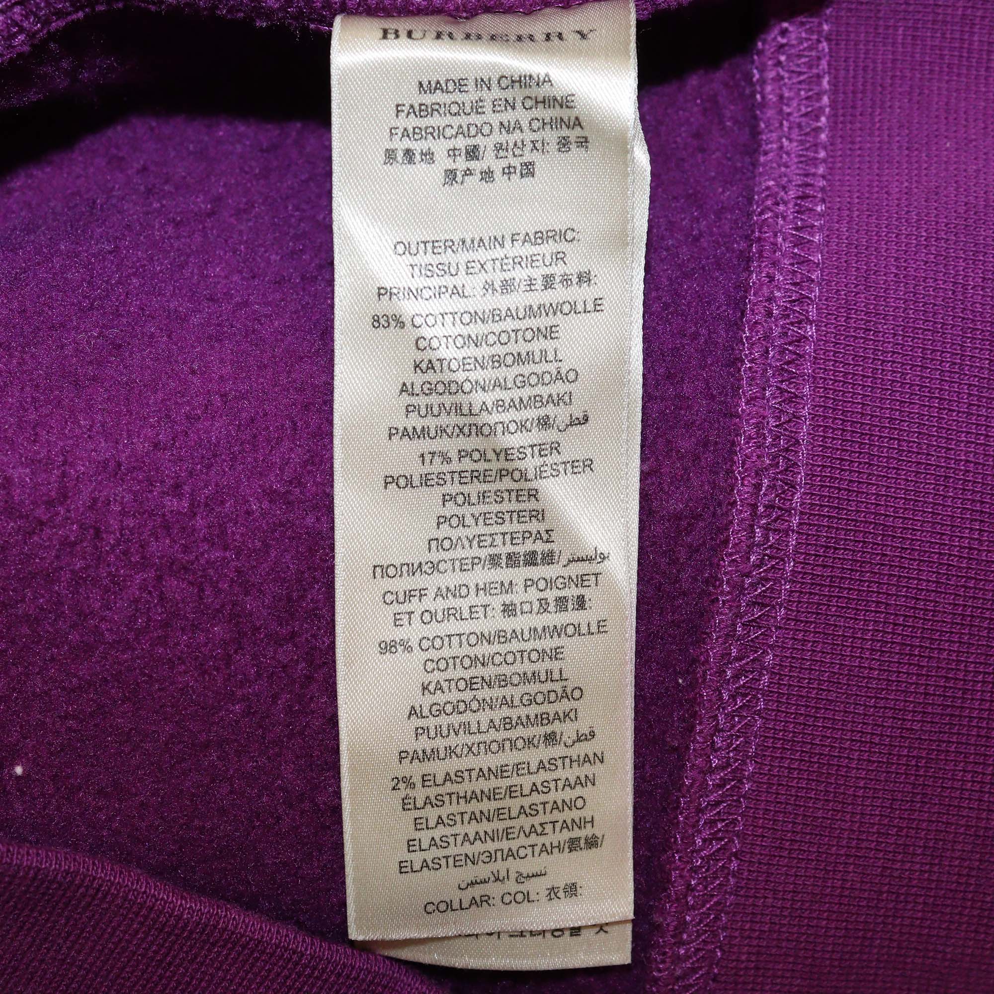 Burberry Brit Purple Cotton Embroidered Logo Long Sleeve Sweatshirt