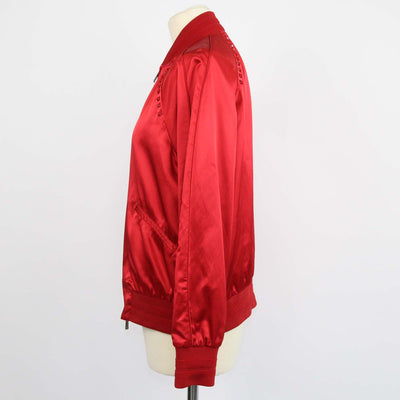 Valentino Red Blend Viscose Rockstud Zip Bomber Jacket