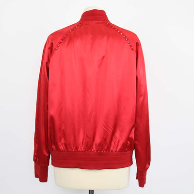 Valentino Red Blend Viscose Rockstud Zip Bomber Jacket