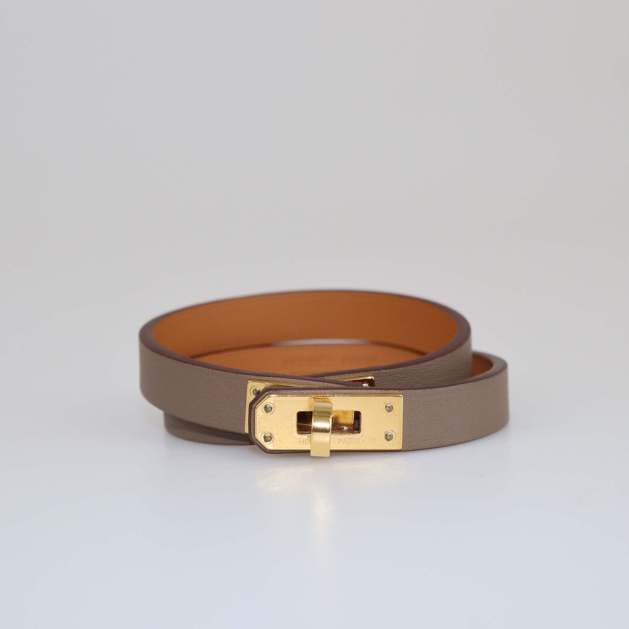 Hermes Etoupe Mini Kelly Double Tour Bracelet Womens Hermes 