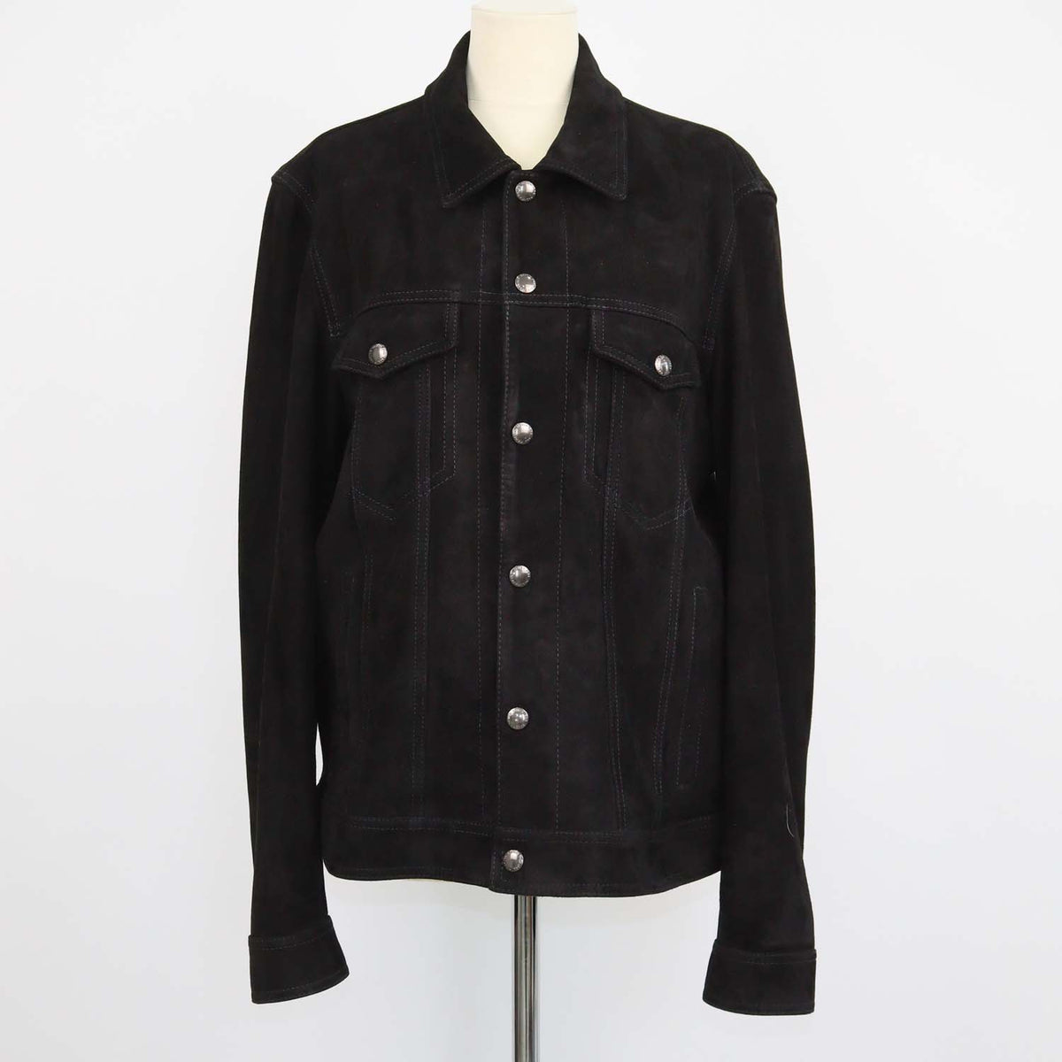 7 For All Mankind Black Suede Trucker Jacket