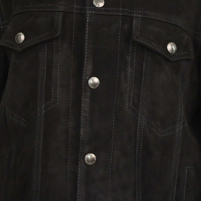 7 For All Mankind Black Suede Trucker Jacket