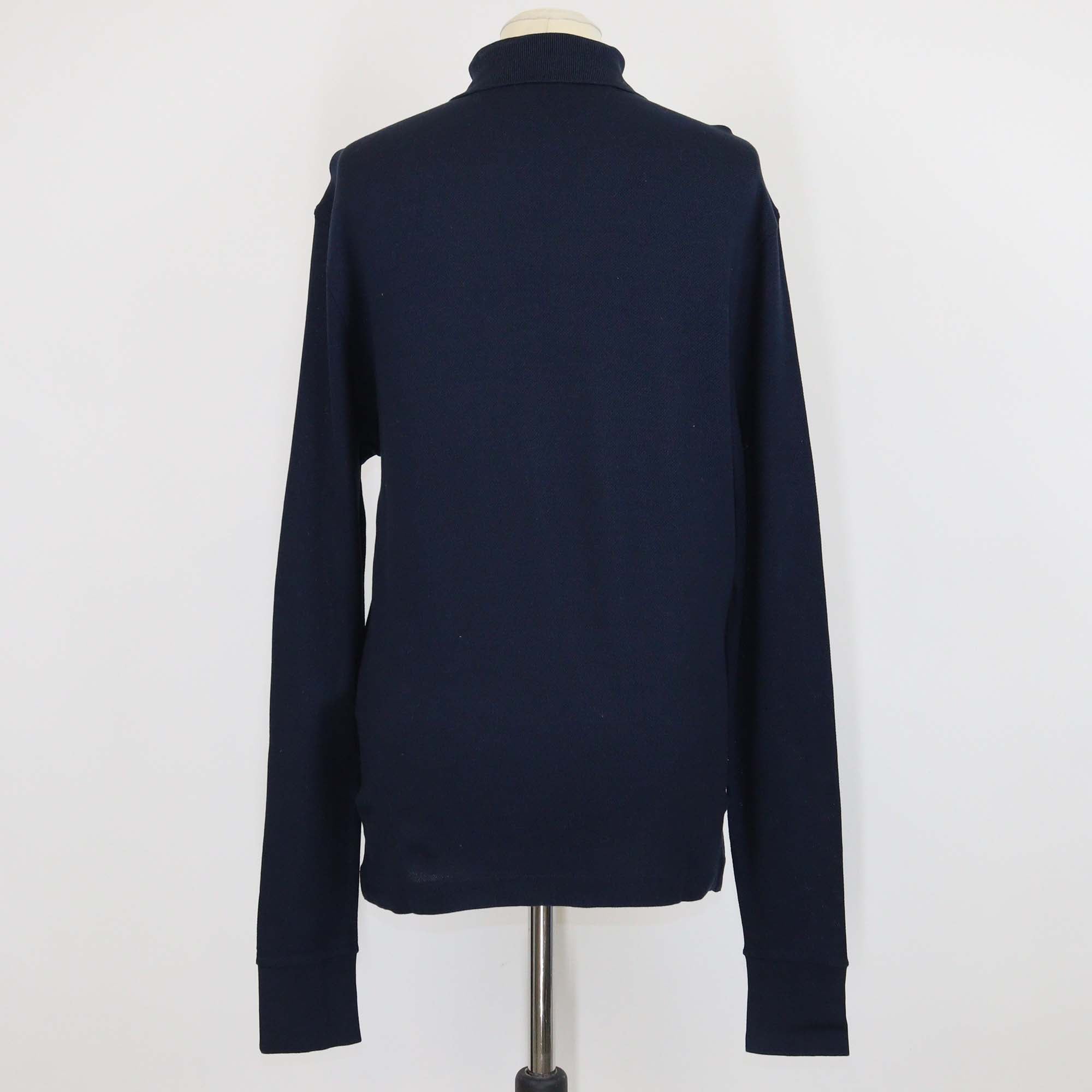 Tom Ford Navy Blue Cotton Long Sleeve Polo Shirt