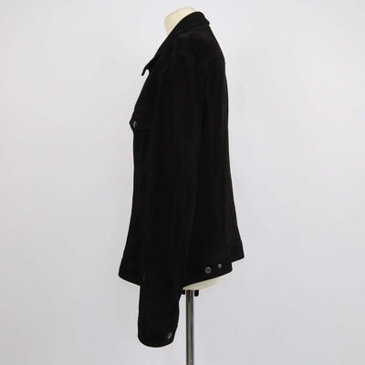 7 For All Mankind Black Suede Trucker Jacket