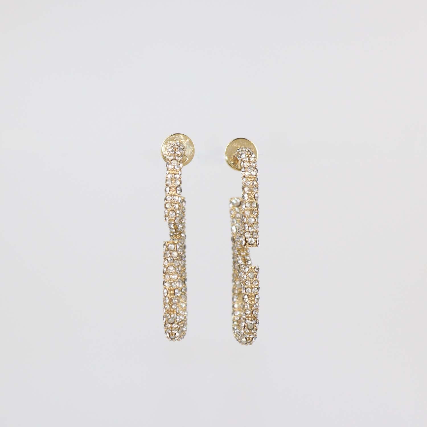 Valentino Gold Tone VLogo Signature Crystal Earrings
