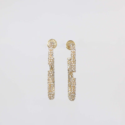 Valentino Gold Tone VLogo Signature Crystal Earrings