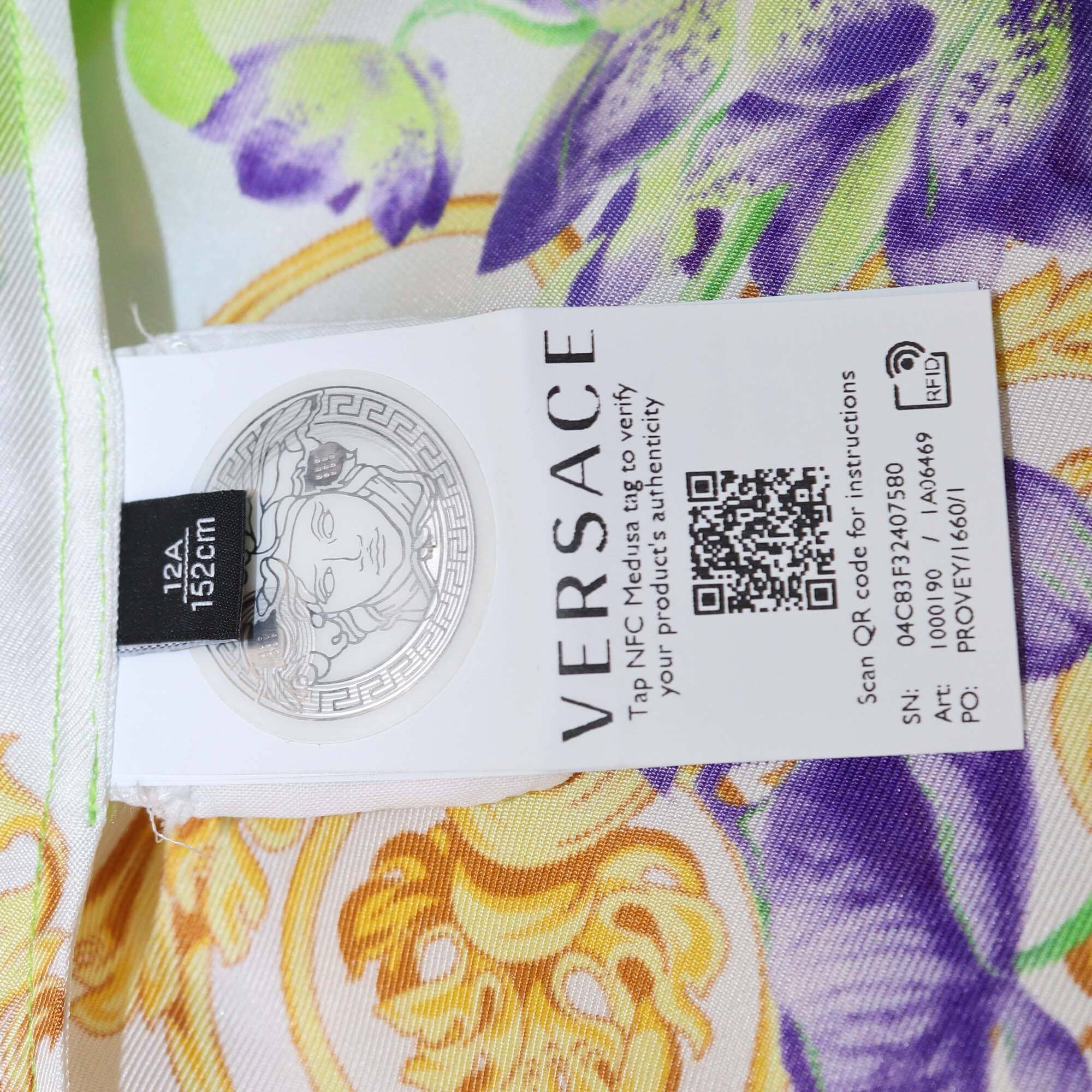 Versace Multicolor Silk Orchids Print Medusa Shirt Womens Versace 